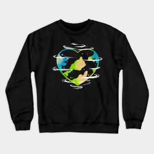 Heart Shaped Earth With Clouds For Earth Day Crewneck Sweatshirt